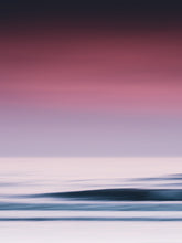Load image into Gallery viewer, Bright ocean surface with a breaking wave underneath a purple sky. Part of the ocean art collection.
