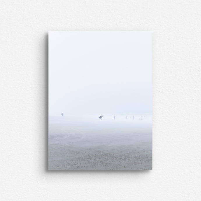 Surfer in a blizzard in Scheveningen as a dibond print.