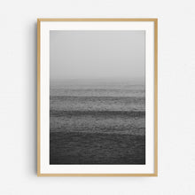 Load image into Gallery viewer, Black and white surf photography from the dutch coast in a natural wooden frame.
