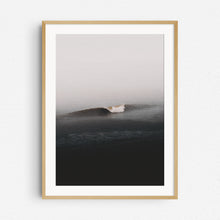 Load image into Gallery viewer, A clean North Sea wave in a natural wooden frame, captured by Jop Hermans.
