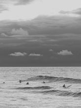 Load image into Gallery viewer, Black and white surf photography print from the Netherlands, captured by Jop Hermans.
