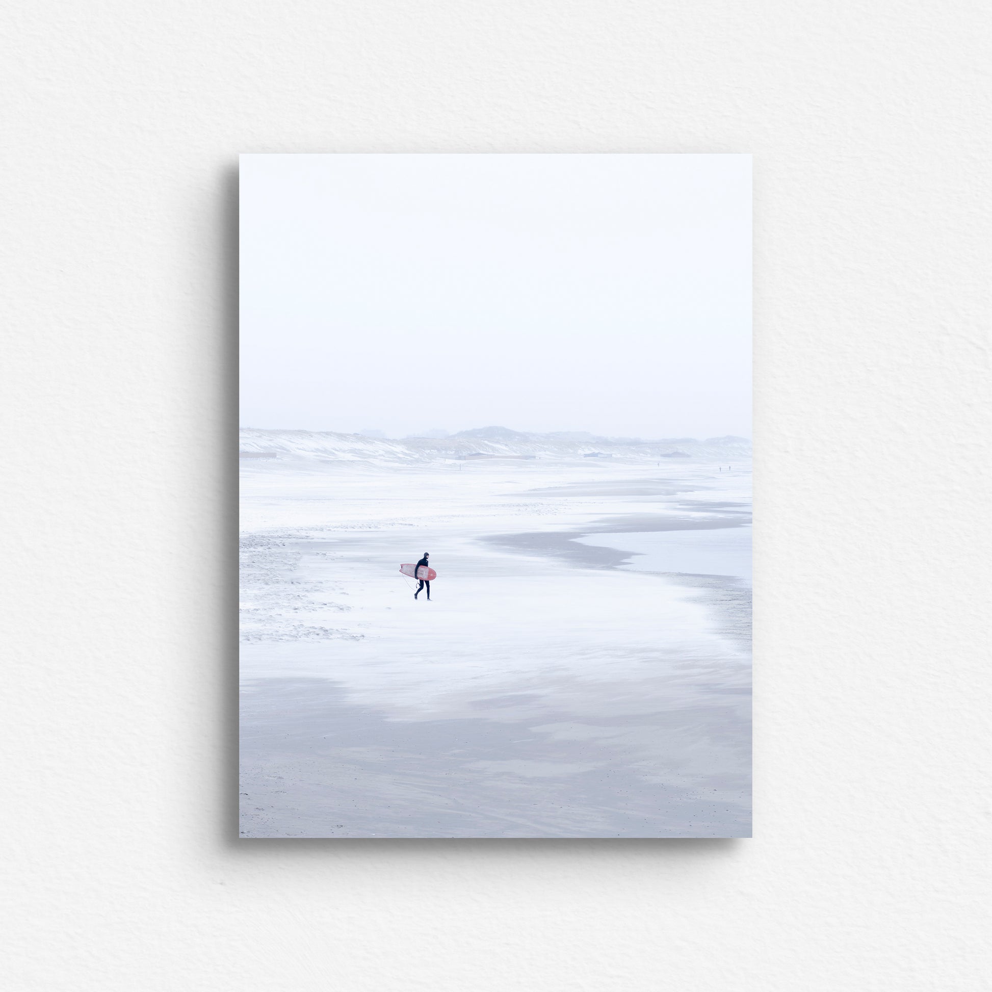 A white frozen beach in The Netherlands as a print on dibond.