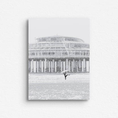 Winter surf photography in The Netherlands printed on Dibond.