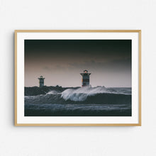 Load image into Gallery viewer, North Sea wave photography captured by Jop Hermans, framed in natural wood.
