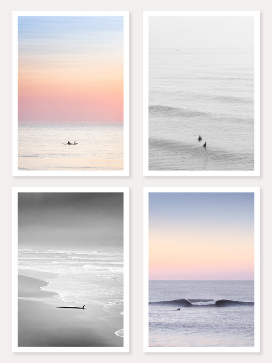 Four postcards in pastel and black and white photography. Captured on the Scheveningen coast.