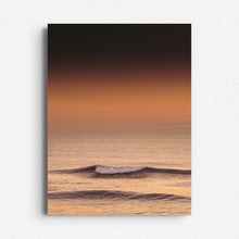 Load image into Gallery viewer, Minimalist wave at golden sunset on the North Sea, printed on Dibond. Stunning surf photography for modern walls.
