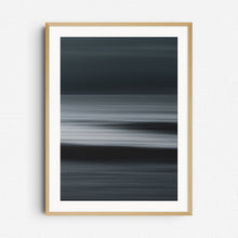 Load image into Gallery viewer, Abstract photo with strong contrasts of the North Sea. Framed in natural wood for a warm, timeless wall decoration.
