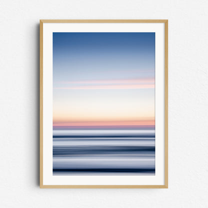 "Spring" – vibrant sunset over the North Sea, framed in natural wood. Ideal for nature lovers and fresh coastal vibes.