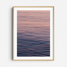 Afbeelding in Gallery-weergave laden, &quot;Surface&quot; – soft blues and purple hues in a tranquil North Sea seascape. Framed in natural wood for a light, airy aesthetic.
